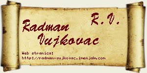 Radman Vujkovac vizit kartica